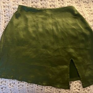Green Satin Mini Skirt